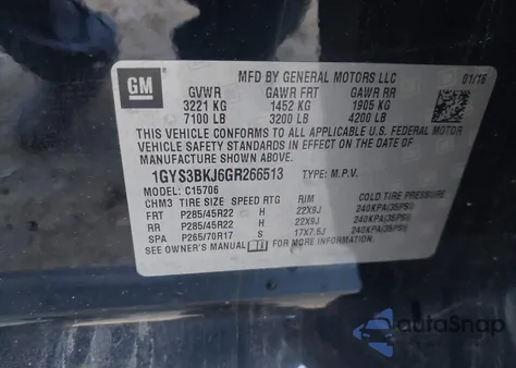 2016 Cadillac Escalade Luxury Collection из США, поврежденный, VIN 1GYS3BKJ6GR266513